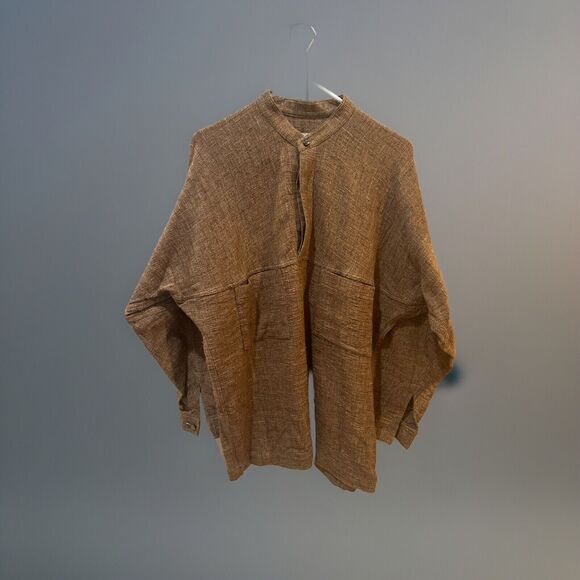 ISSEY MIYAKE PLANTATION BROWN HENLEY 2 POCKET SHIRT SIZE MEDIUM MADE IN JAPAN‎ - Picture 1 of 6